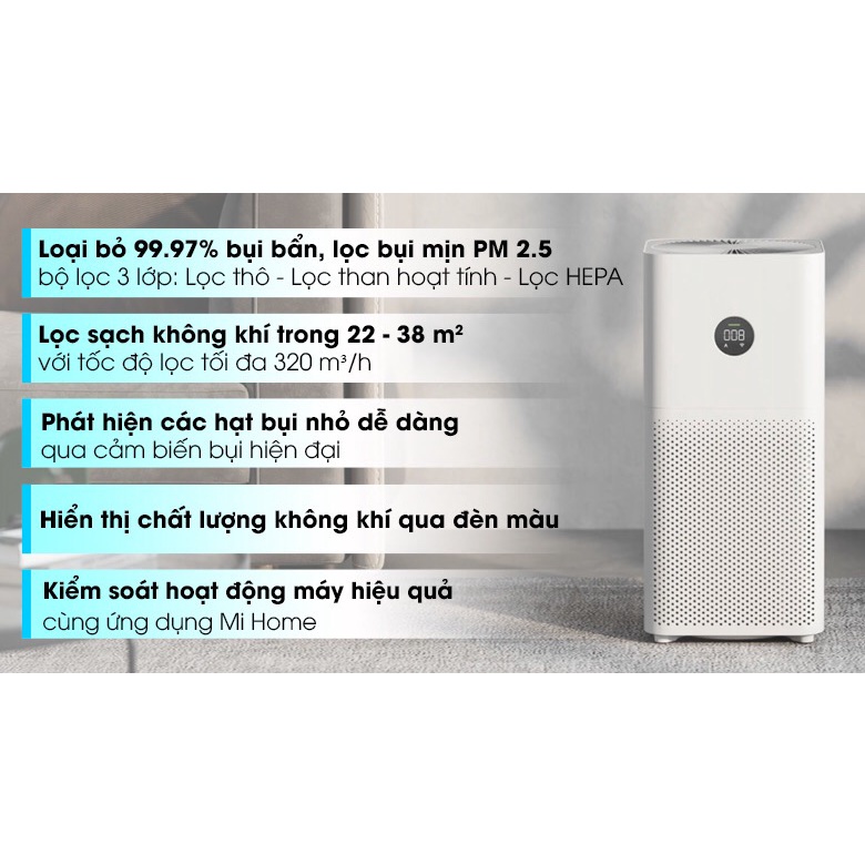 (*)GIAO HỎA TỐC MÁY LỌC KHÔNG KHÍ XIAOMI 3C/3H/Pro Mi Air Purifier | Bản Quốc Tế