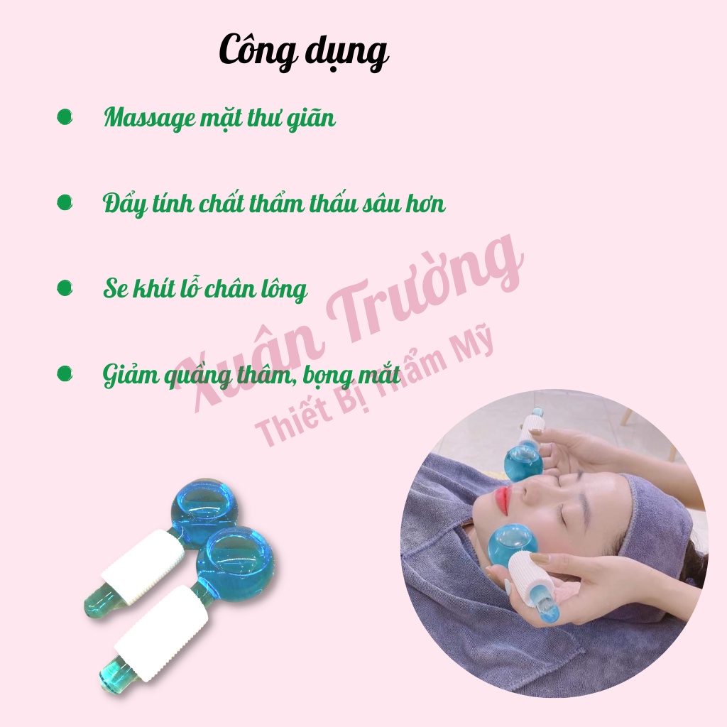 Cặp quả cầu lạnh đẩy tinh chất, massage mặt