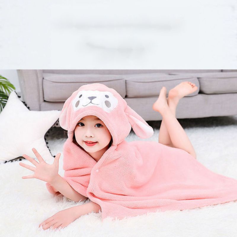 Khăn Choàng Tắm Vải Cotton Lông Cừu San Hô Mềm Mại Thấm Hút Tốt Dành Cho Bé