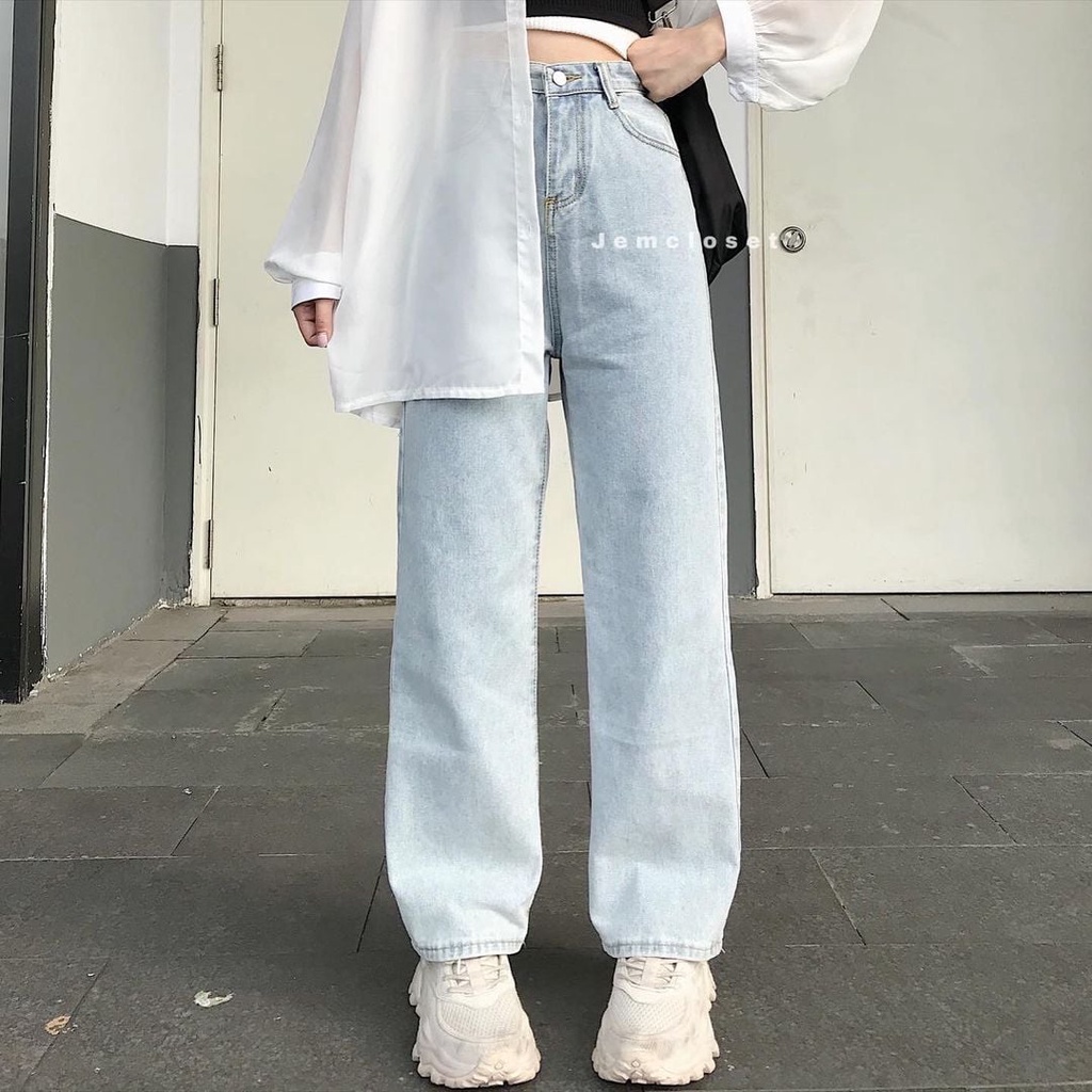 Quần Jean Nữ Dáng Suông Quần Ống Rộng Legi Thiết Kế Basic Dễ Phối Đồ From Thỏa Mái Co Giãn Ulzzang 2672 JEMCLOSET