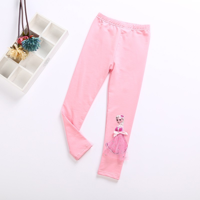 Quần Legging Cotton Màu Trắng In Hình Công Chúa Bạch Tuyết Belle Sophia Aisha Thời Trang Xuân Thu Cho Bé Gái