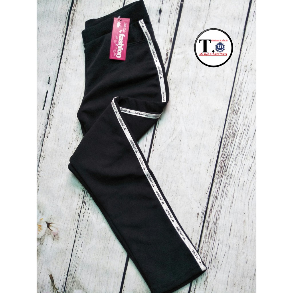 Quần thun nữ - legging (Ôm body,Quần màu đen - viền sọc TCADD)