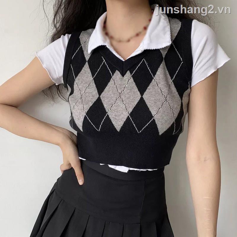 66◊✐۞JS Retro Contrast Color V-neck Knitted Tank Top For Women