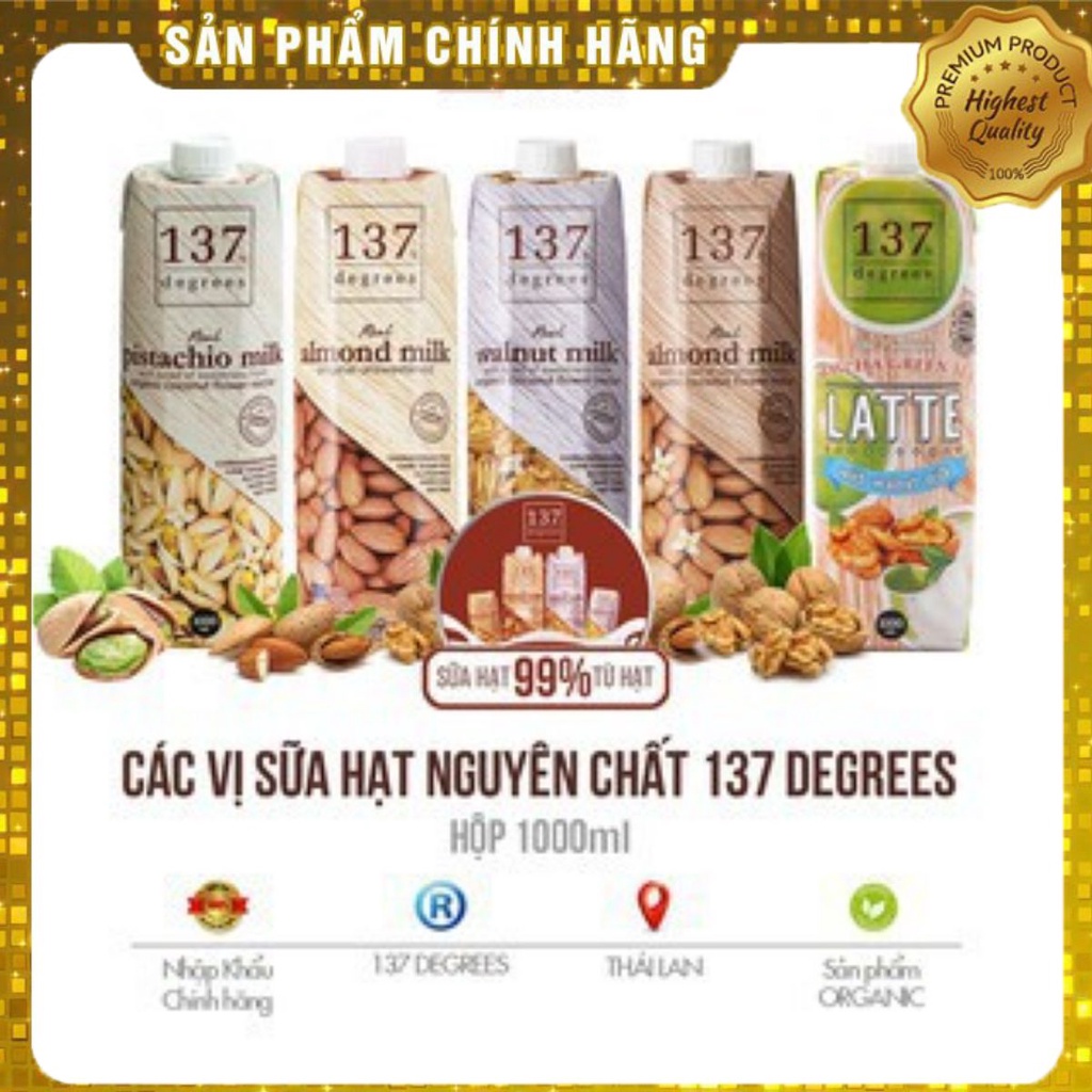 5 Vị Sữa Hạt 137 Degrees Thái Lan - Hộp 1000ml