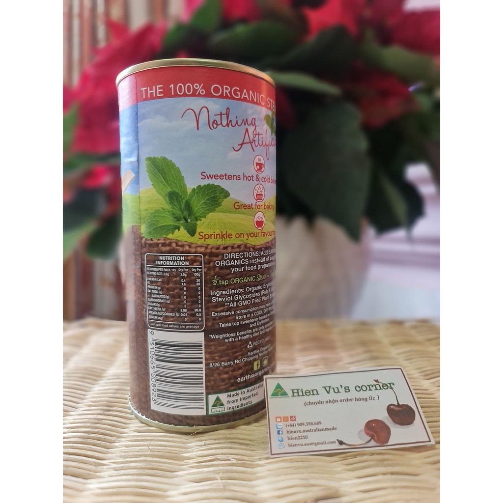 Sugarless Organic Stevia hũ 350G/400G -ĐƯỜNG CỎ NGỌT HỮU CƠ- ÚC (làm bánh pha chế/ tiểu đường/ ăn kiêng giảm cân Keto)