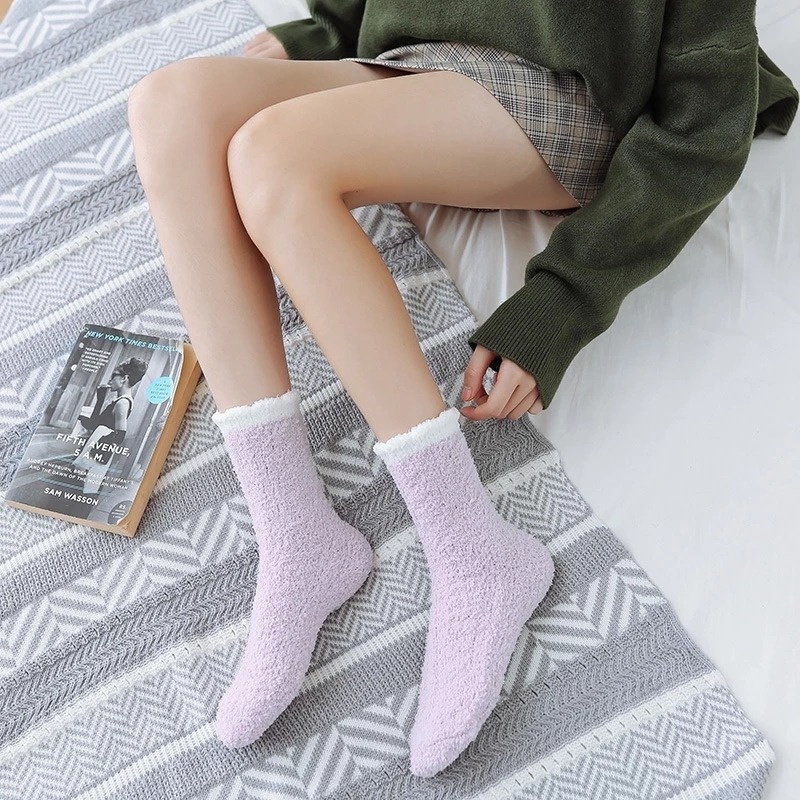 Vớ lông nhung dày dặn co giãn phong cách thời trang nhật bản dành cho nữ