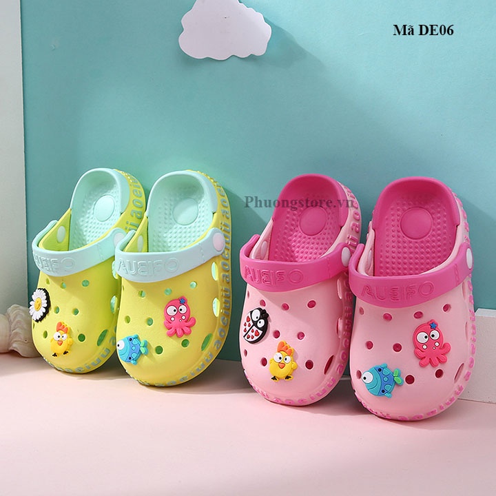 Dép sục cho bé gái bé trai từ 0-5 tuổi siêu nhẹ, kháng khuẩn DE06