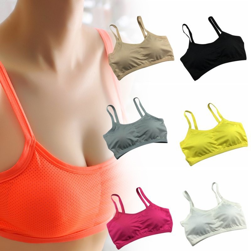 Áo lót thể thao cộc tay không gọng màu trơn thời trang cho nữ