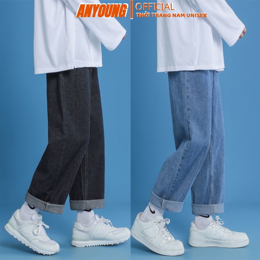 Quần baggy nam ống rộng sắn gấu Ulzzang quần jean nam Hàn Quốc phong cách cá tính QD02