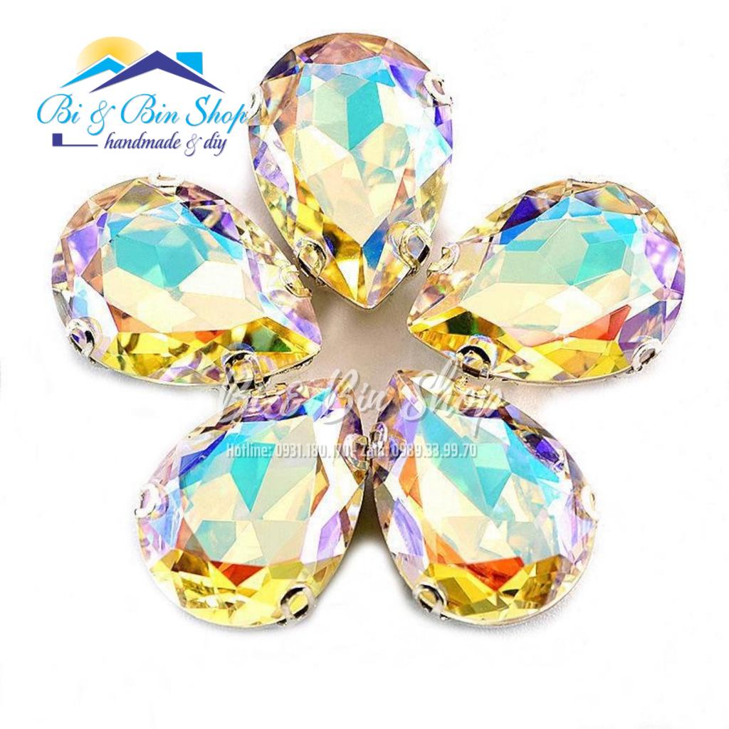 10 Viên Đá Đế Giọt Nước Hạt Pha Lê 10x14mm Đính Kết Trang Phục Thời Trang, Trang Trí Vương Miện - Bi &amp; Bin Shop