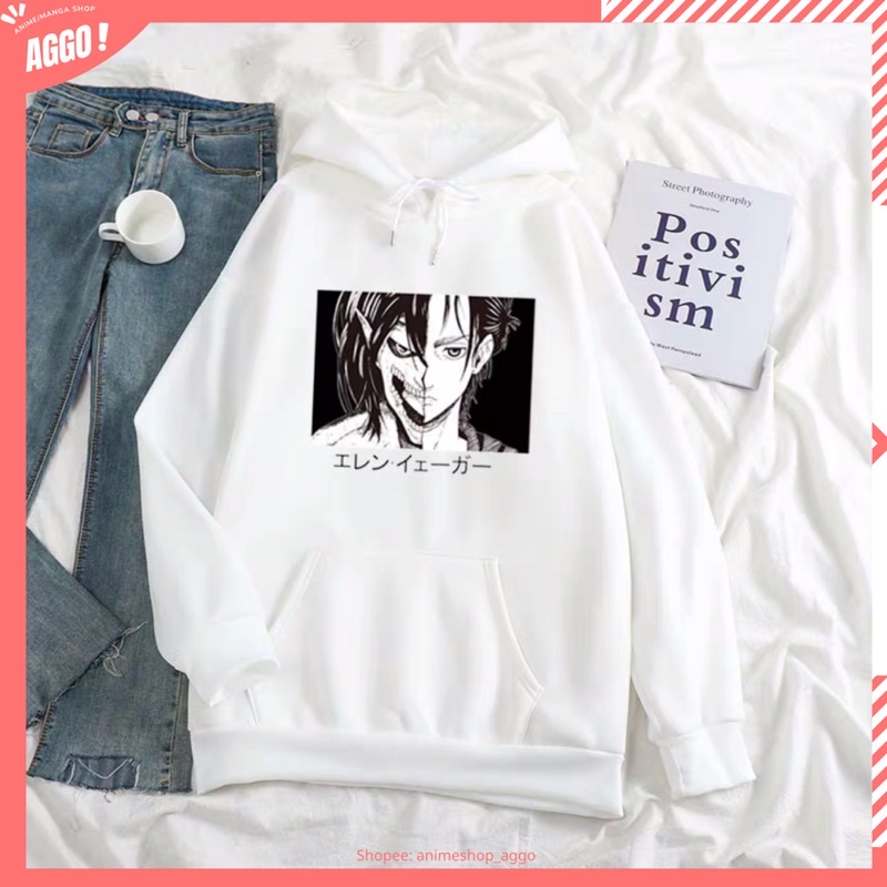 Áo hoodie nỉ dài tay Eren Yeager anime Attack On Titan nam nữ đủ size cực đẹp