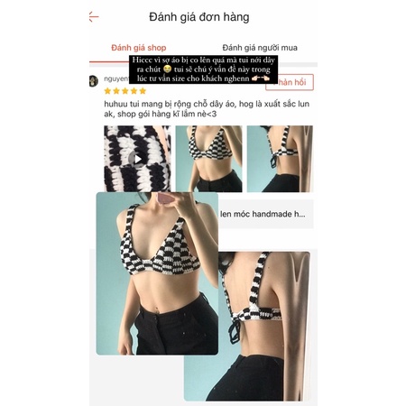 Checkered Top - áo bra len móc handmade hoạ tiết ô vuông bắt trend