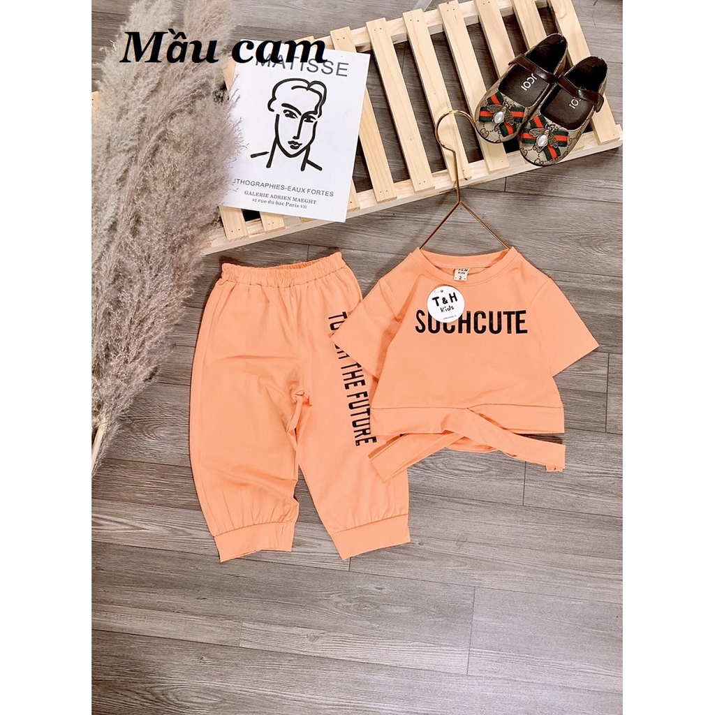 Bộ bé gái áo Croptop và Quần hiphop cotton thun 4 chiều 10-22kg XHN520