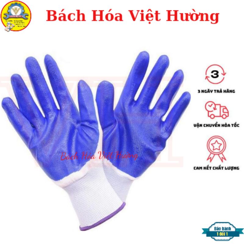 Găng tay phủ sơn xanh chống tĩnh điện, găng tay bảo hộ lao động loại đẹp chống trơn trượt, bám dính tốt (1 đôi)