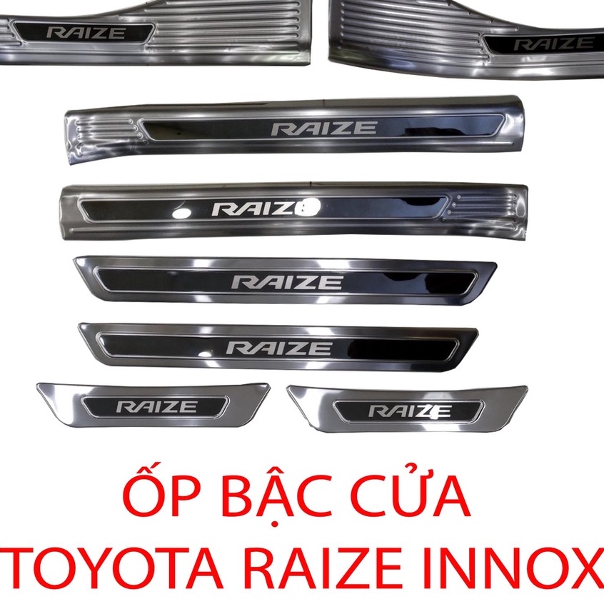 Ốp Bậc Cửa, Nẹp Bước Chân xe Toyota Raize 2021 - 2022, Chữ tráng gương - Hàng INOX CAO CẤP