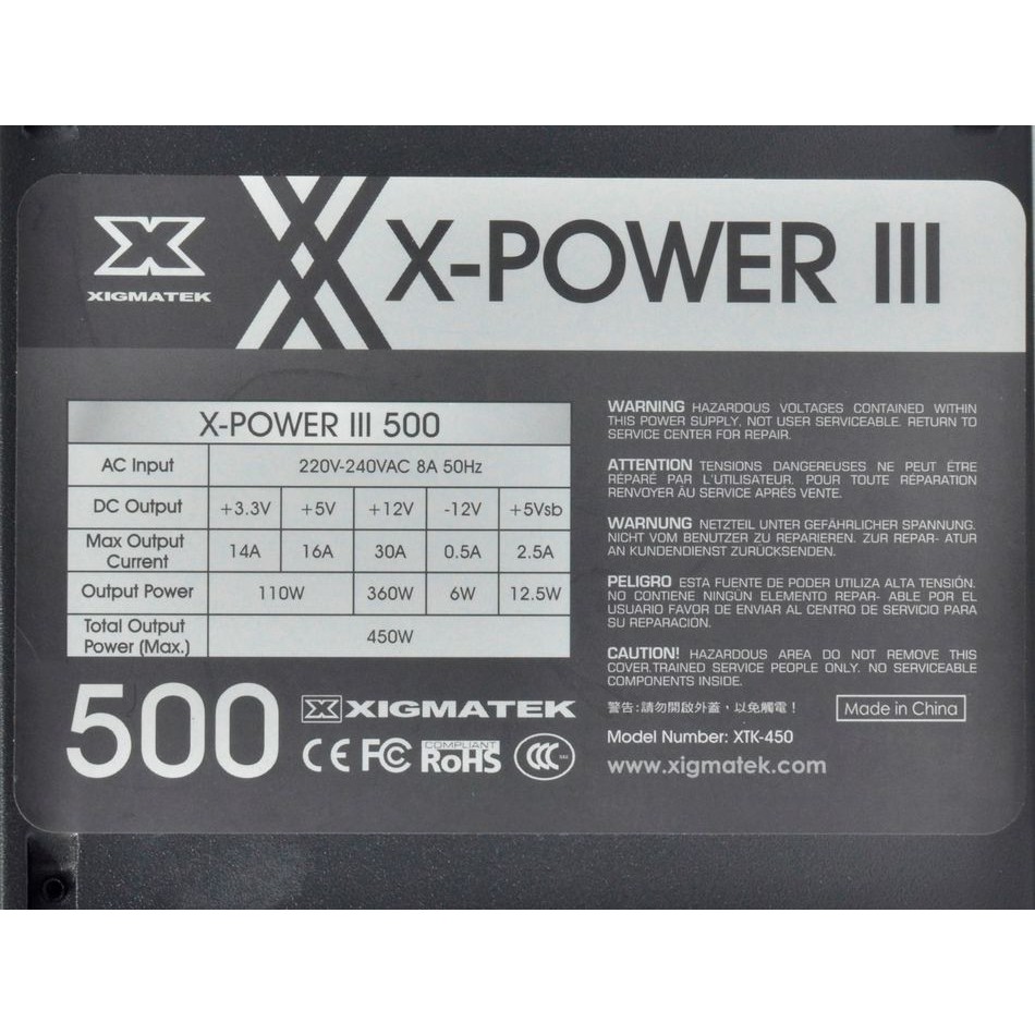 Nguồn máy tính XIGMATEK X-POWER III X-500 | Hàng chính hãng bảo hành 36 tháng lỗi 1 đổi 1