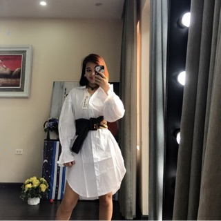 Sơ mi váy kèm belt da cực chất ( ảnh chụp thật)