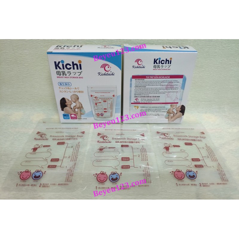 Hộp 30 túi trữ sữa mẹ cảm ứng nhiệt 100ml KICHILACHI Kichi K30
