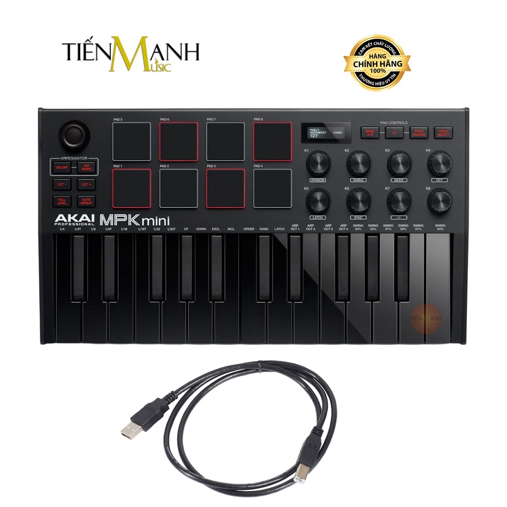 Akai MPK Mini MK3 - Midi Compact Keyboard Controller Bàn Phím Sáng Tác Sản Xuất Âm Nhạc Producer