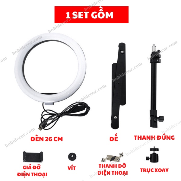 Đèn Chụp Ảnh Sản Phẩm, Nail, Đèn Quay Video Tiktok Livestream Để Bàn Hình Tròn Ringlight Mini 26cm - HoHi Decor