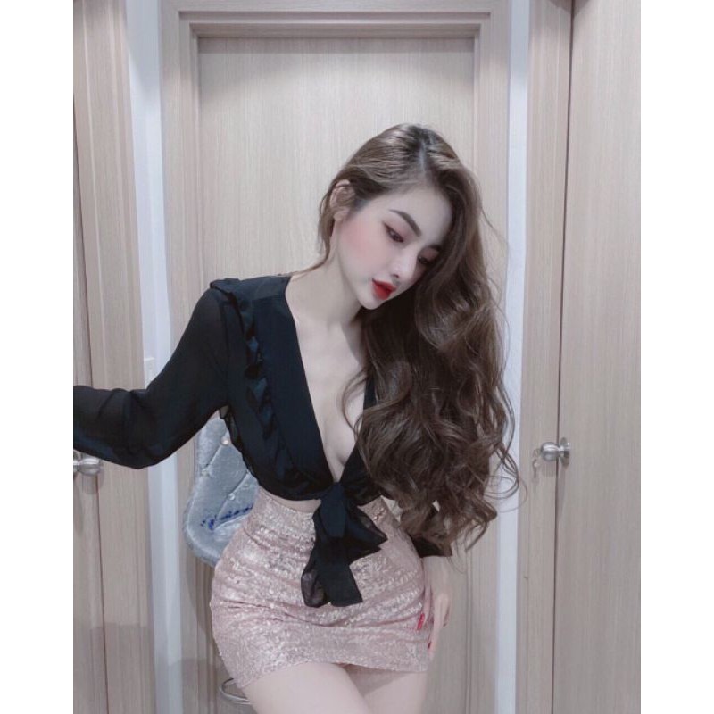 SET VÁY KIM SA ÁO CỘT EO