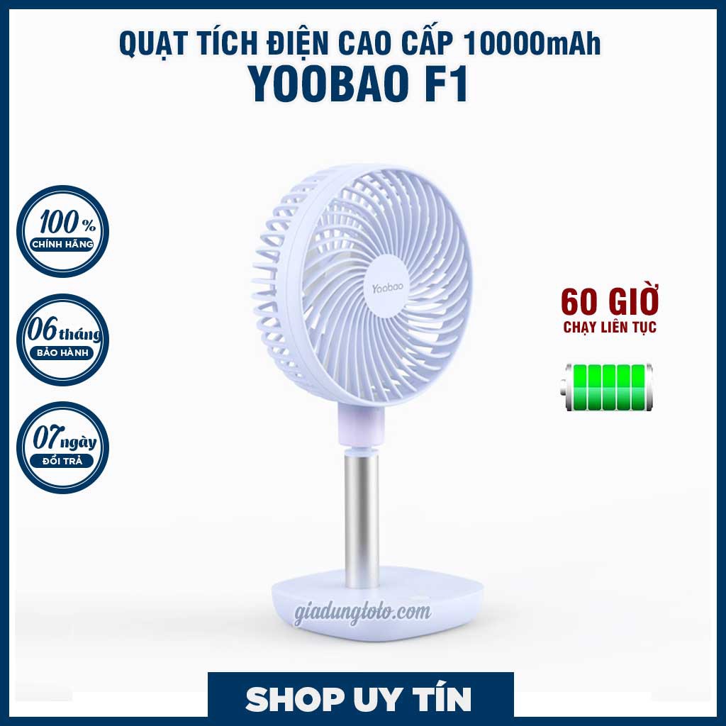 ❤️Quạt tích điện để bàn quạt mini YOOBAO cao cấp F1 10000mAh thời gian sử dụng lên tới 60h.