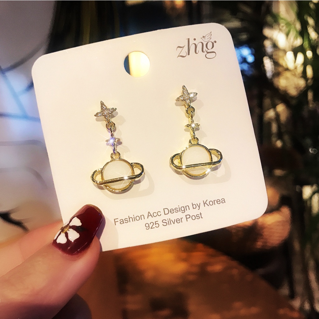 Bông tai bạc S925 mạ vàng 18K phong cách Hàn Quốc