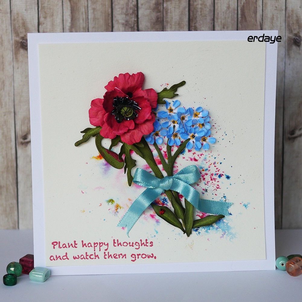 Set khuôn cắt giấy làm từ kim loại hình hoa trang trí scrapbook