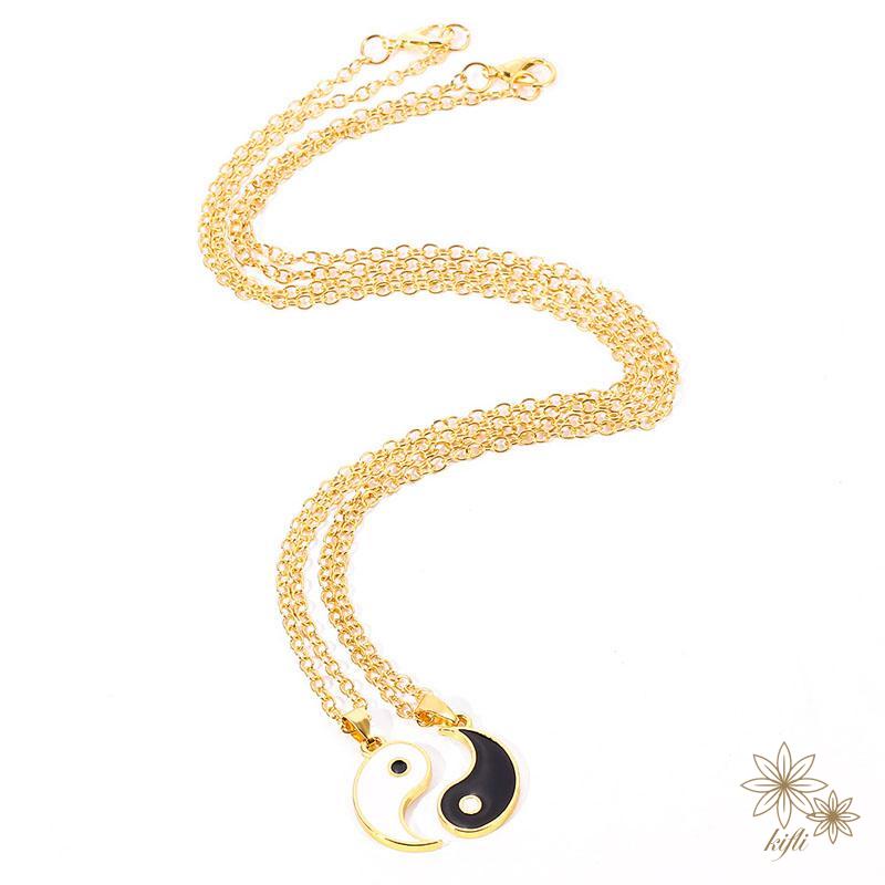 【kifli】Bộ 2 Vòng cổ Mặt Âm Dương Thiết Kế Sáng Tạo