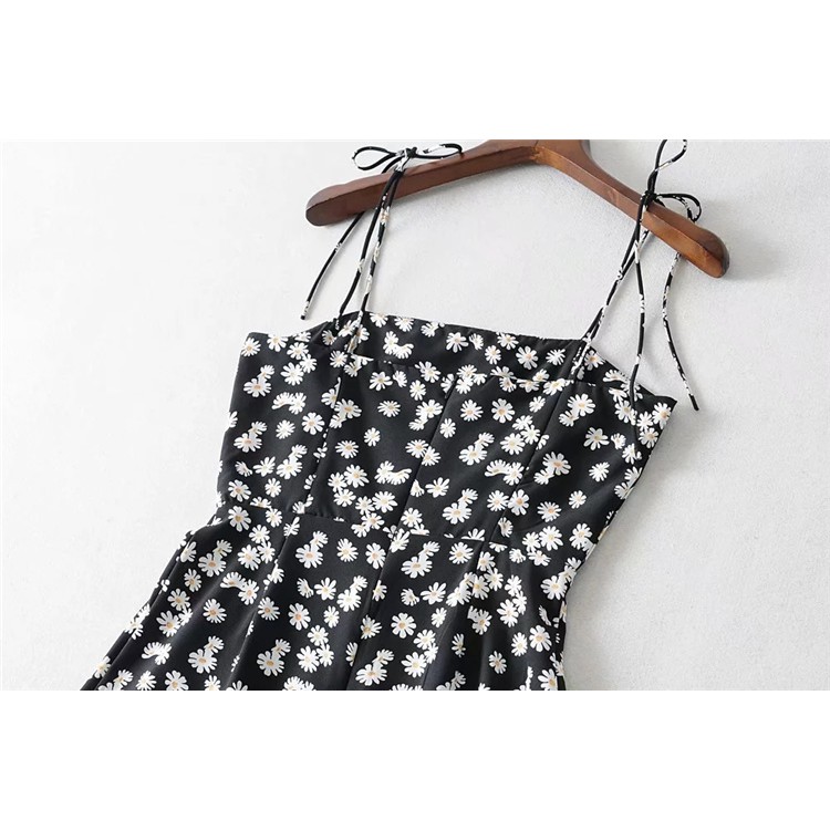 [ SẴN] VIDEO thật váy hoa cúc hai dây buộc nơ vải mát phong cách mùa hè đi biển | BigBuy360 - bigbuy360.vn