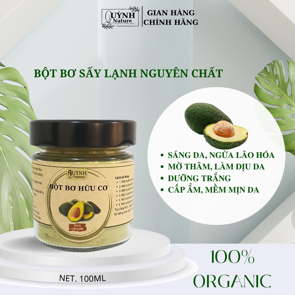 Bột trái bơ sữa bò nguyên chất Organic - dưỡng ẩm, trắng da