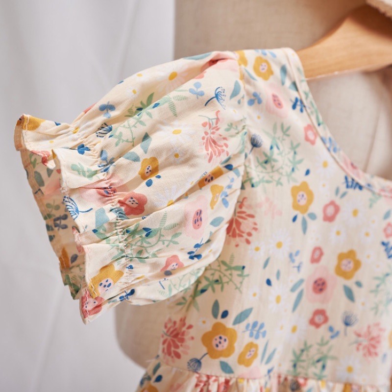 Váy hoạ tiết hoa nhí [Hàng loại 1] phong cách vintage siêu dễ thương xuân hè cho bé gái từ 1-5 tuổi mã V3