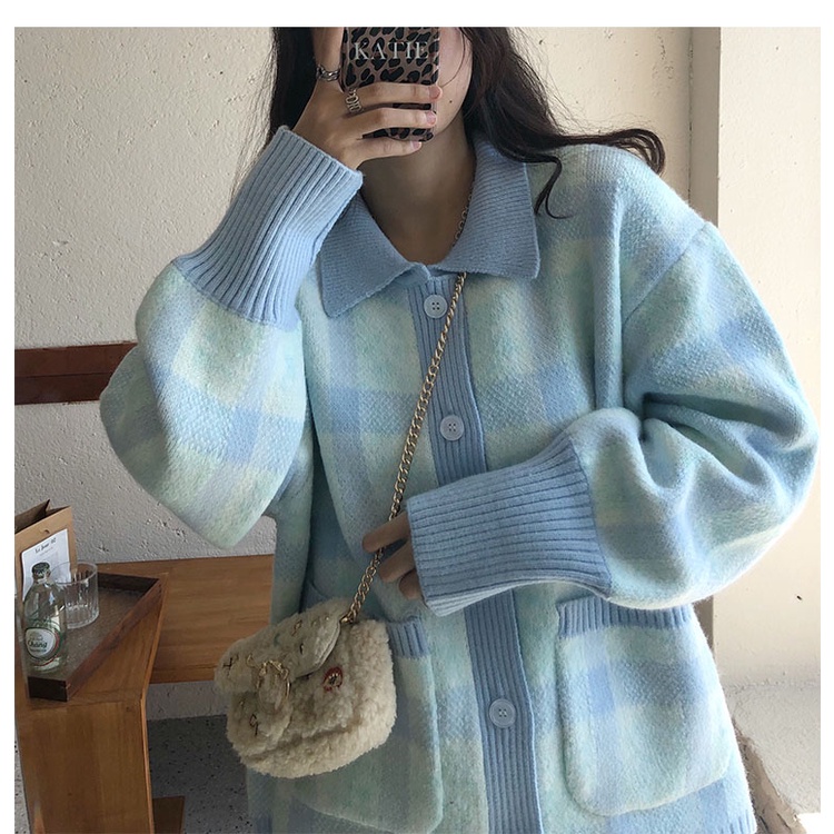 Hàng Sẵn_ Áo khoác len xanh sữa ngọt ngào