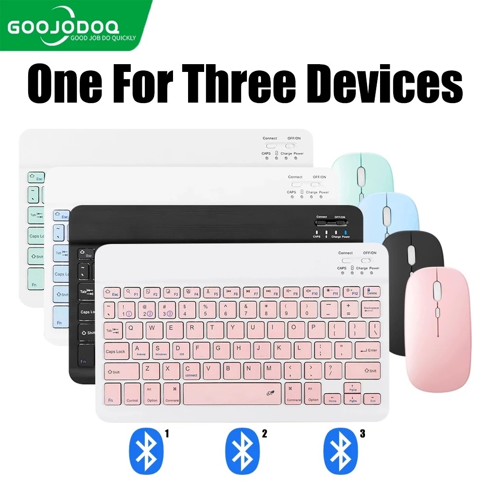 Goojodoq thế hệ thứ 2 10 inch 3 trong 1 Bộ bàn phím Bluetooth không dây Di động nhẹ cho điện thoại Samsung Xiaomi