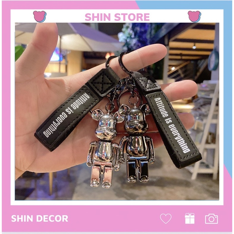 Móc khoá Bearbrick mạ tĩnh điện , Móc khoá gấu 7 màu thời thượng phụ kiện túi xách MK61- SHIN STORE