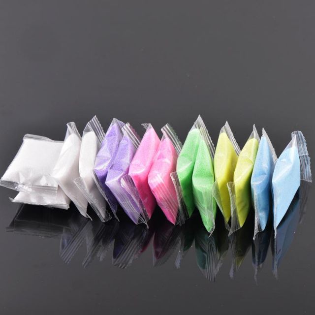 100 gr Cát màu trang trí tiểu cảnh có ánh kim - Màu xanh Biển nhạt