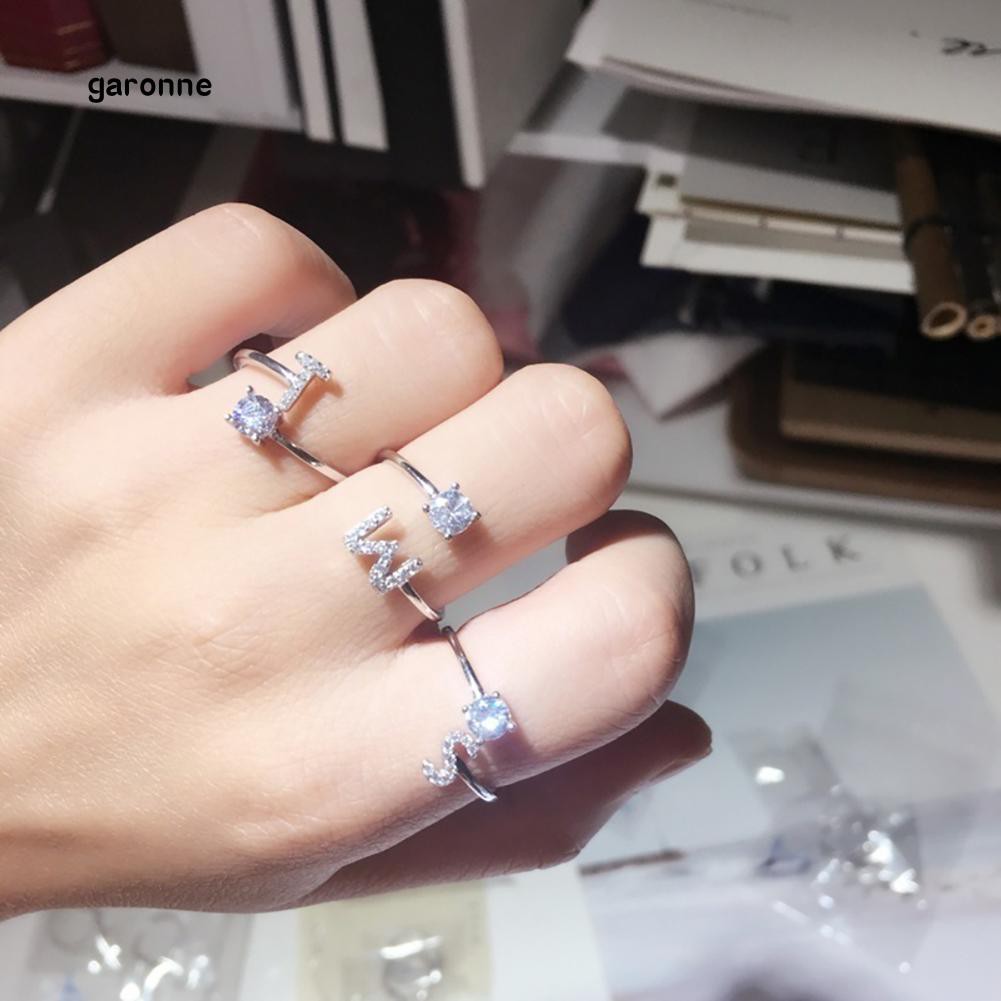 Nhẫn hở mặt chữ đính kim cương giả thời trang cho nữ