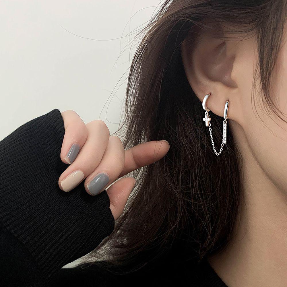 Khuyên Tai Vòng Đôi Bằng Đồng Phong Cách Hàn Quốc Tinh Tế Cho Nữ