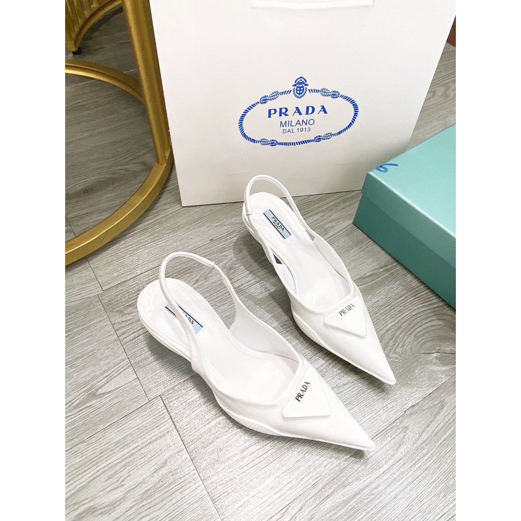 Giày Cao Gót Prada Quai Sau 3f Full Phụ Kiện