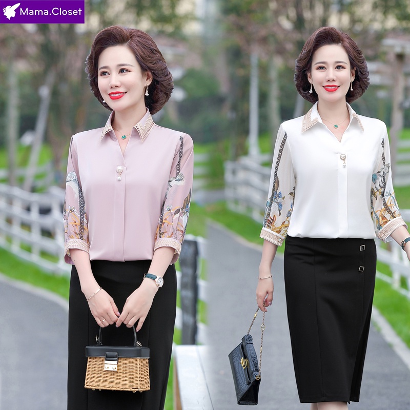 #C6036 AÓ SƠ MI LỤA QUẢNG CHÂU CAO CẤP CHO NGƯỜI TRUNG NIÊN, QUÀ TẶNG Ý NGHĨA CHO MẸ. CHẤT VẢI THOÁNG MÁT, SANG TRỌNG &lt;3