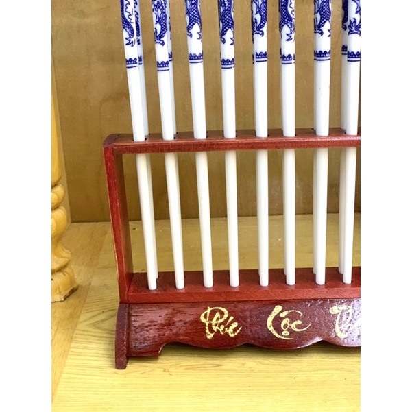 Bộ Đũa Thờ Sứ Kèm Giá Cắm Thẳng, Bộ Đũa Thờ 10 Đôi