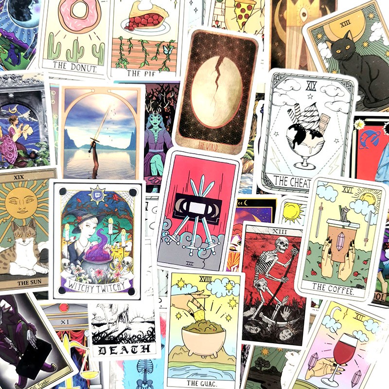 Y&amp;P| Bộ 50 nhãn dán họa tiết hoạt hình Tarot Divination
