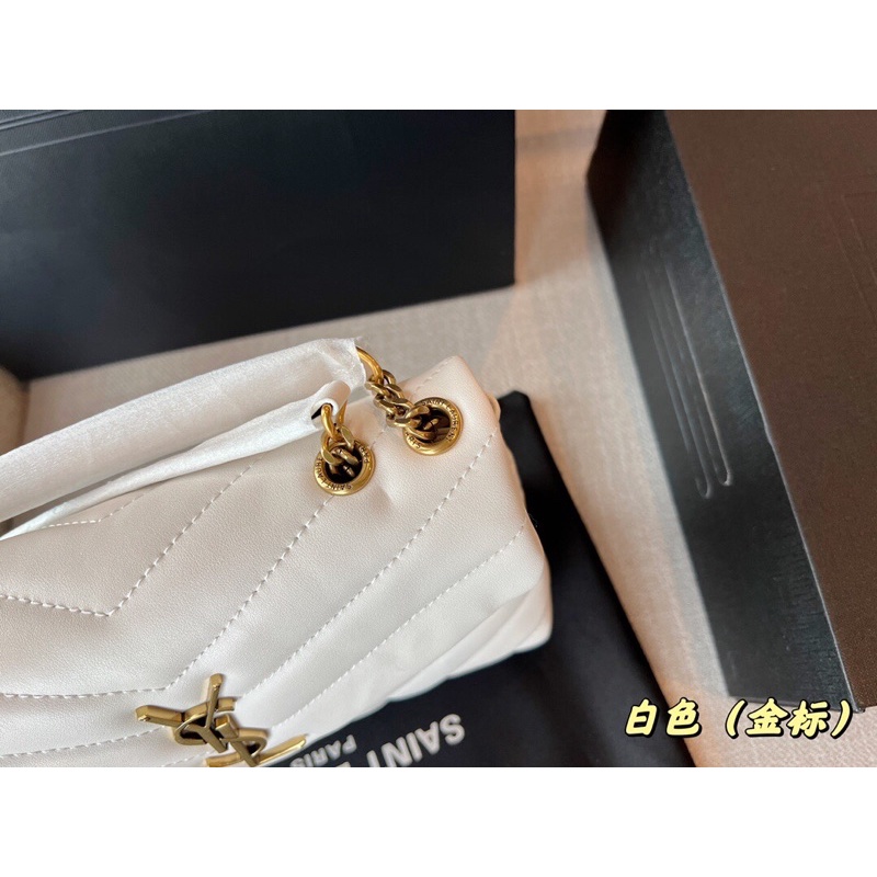 Túi đeo chéo nữ, túi xách da thật cao cấp màu trắng sang trọng YSL Saint Laurent