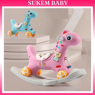 Ngựa bập bênh cho bé 1 - 2 tuổi 2 in 1 có bánh xe có nhạc