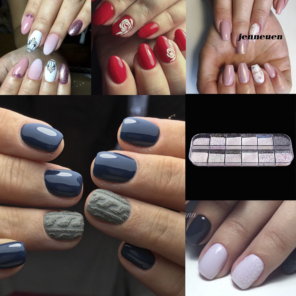 [Hàng mới về] Hộp kim tuyến 12 ngăn trang trí móng tay 3D sang trọng