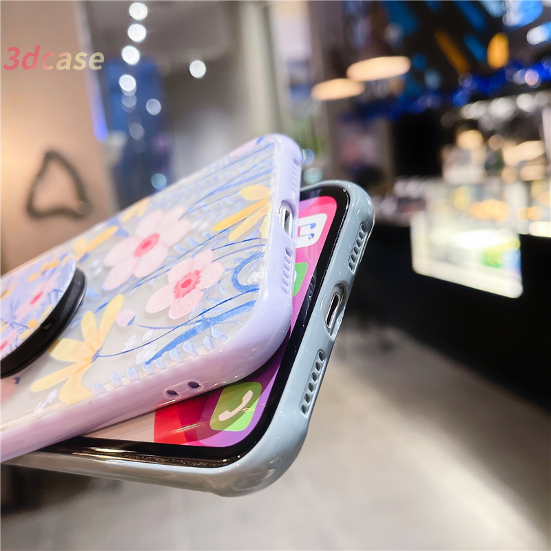 Fashion Blue Flower Skin Feel Case Xiaomi Redmi 9 9C NFC 8 8A PRO 8A Dual 10X Redmi Note 9 8 7 7 PRO 7S With holder