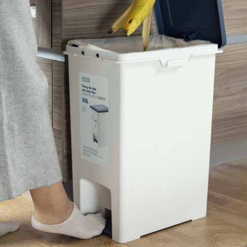 Thùng rác đạp chữ nhật 15L (có lõi) inochi, nhựa nguyên sinh, ngăn mùi hôi, kháng khuẩn - Giao màu ngẫu nhiên