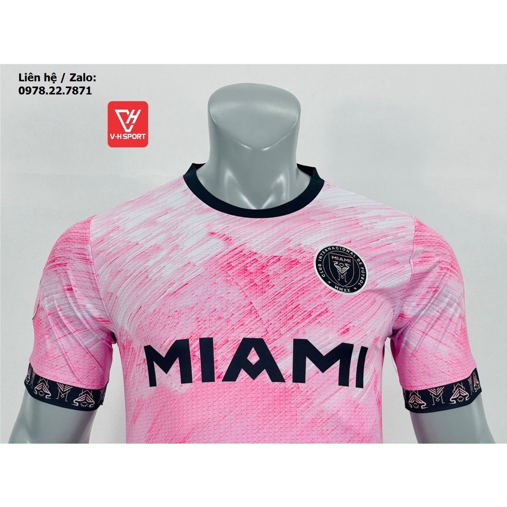Bộ quần áo bóng đá, đồ đá banh Inter Miami Màu Hồng 2022-2023 Vải Thun Lạnh Cao Cấp