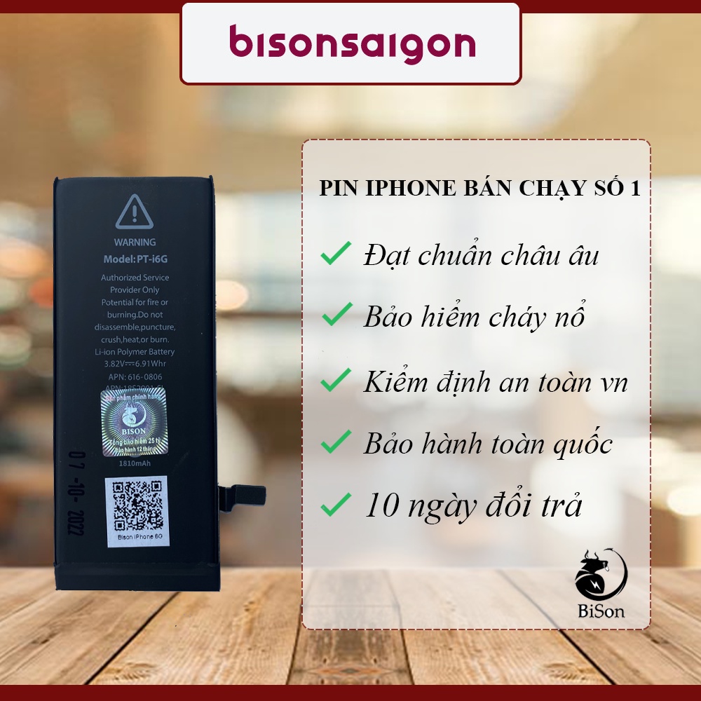 Pin iPhone 6 dung lượng 1810mAh BISON chính hãng