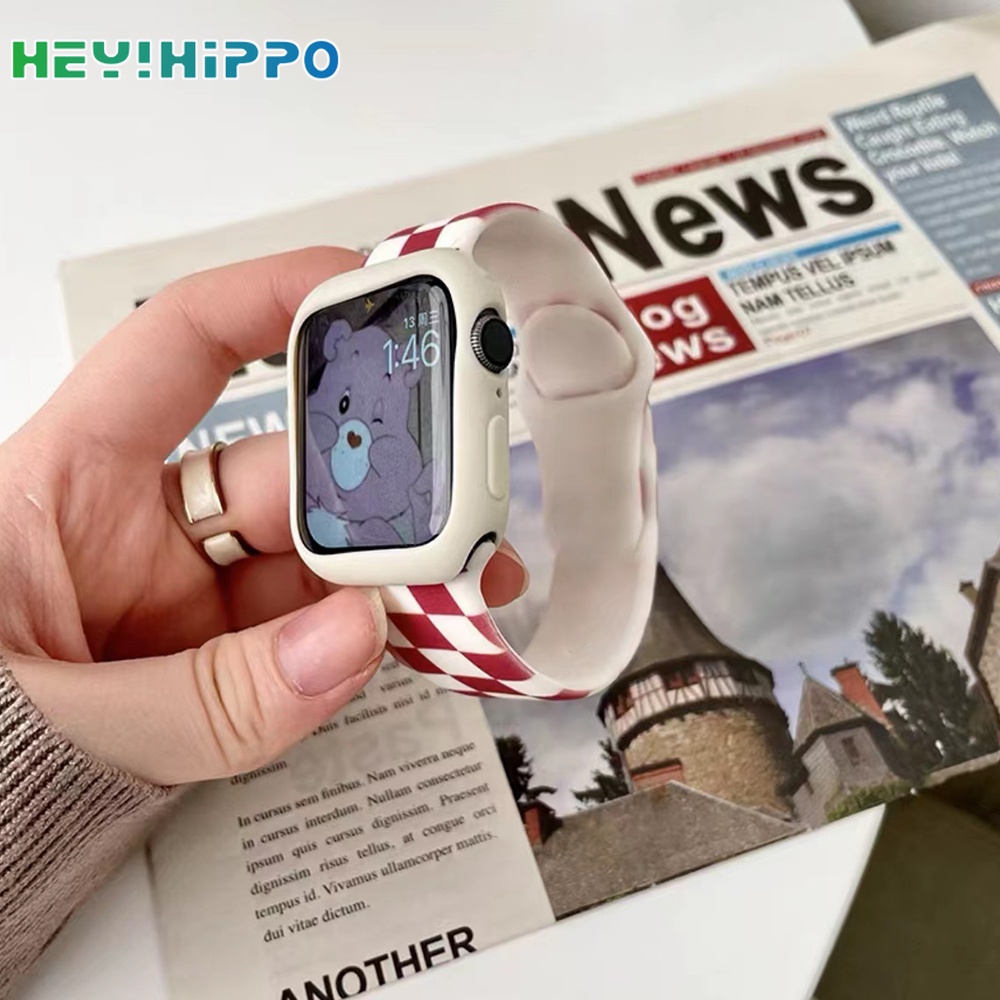 Dây Đeo Bằng silicone Hai Màu Kèm Vỏ Bảo Vệ Cho Đồng Hồ Thông Minh iwatch Size 45/44/42/41/40/38mm